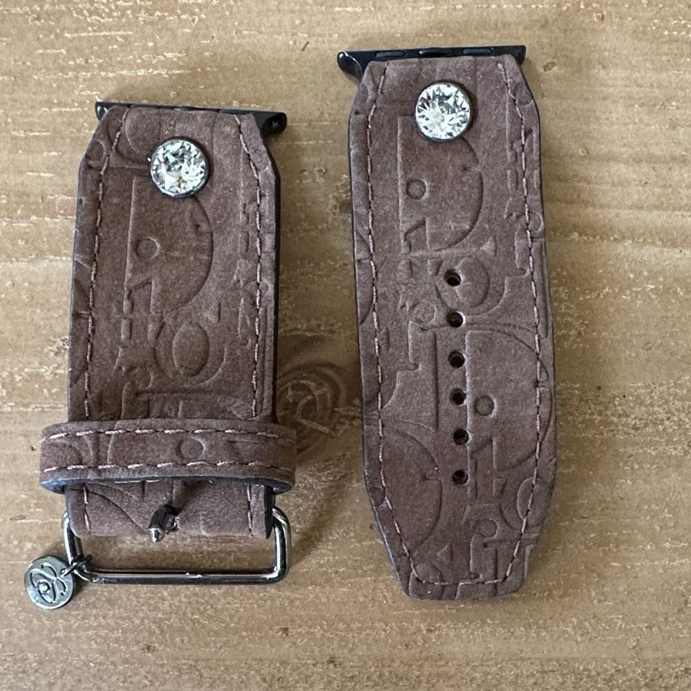 Sparkl bands brown sued Dior sivella band. Apple Watch size 1, 5-6inch wrist